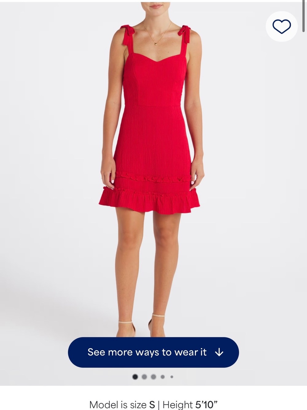 Tie-Shoulder Red Mini Dress with Ruffle Hem